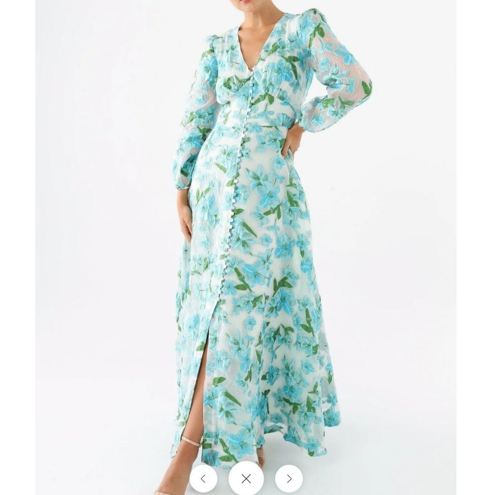 Abbey Glass Brooke Gown Tropical Organza Maxi Dress